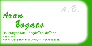 aron bogats business card